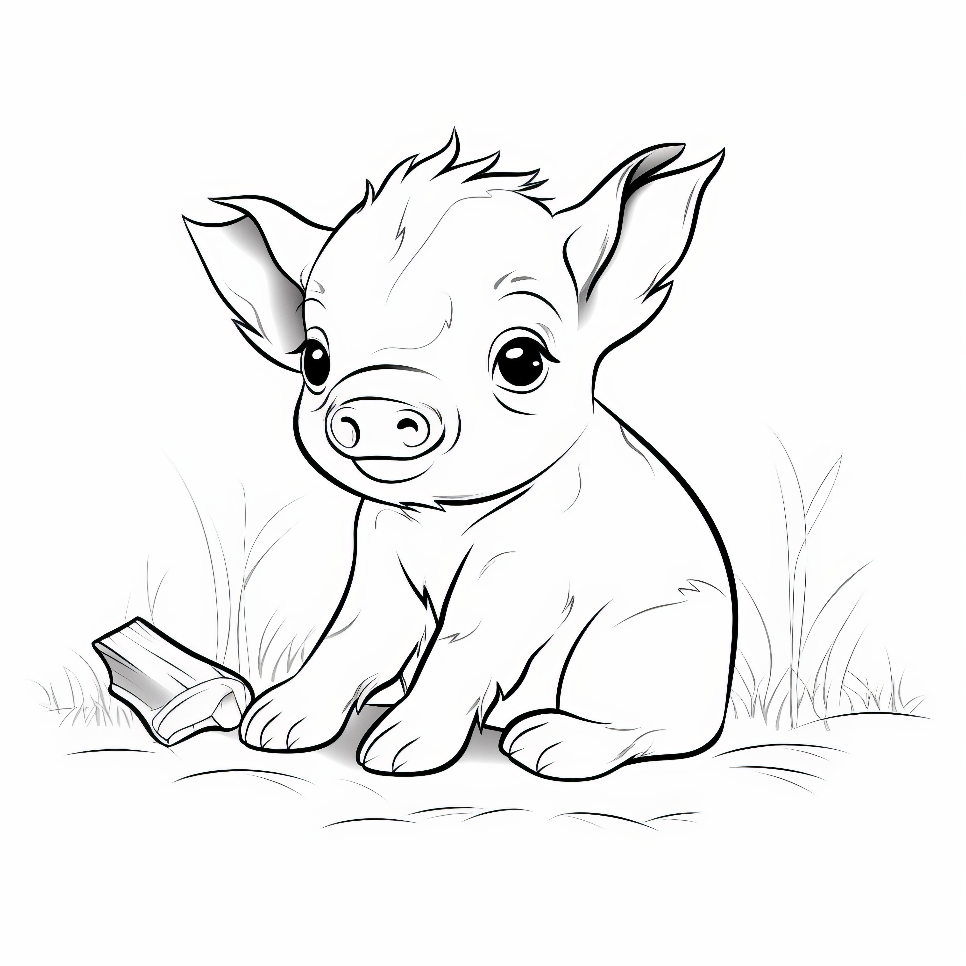 Petit porcelet mignon dans un pré : coloriage gratuit à télécharger