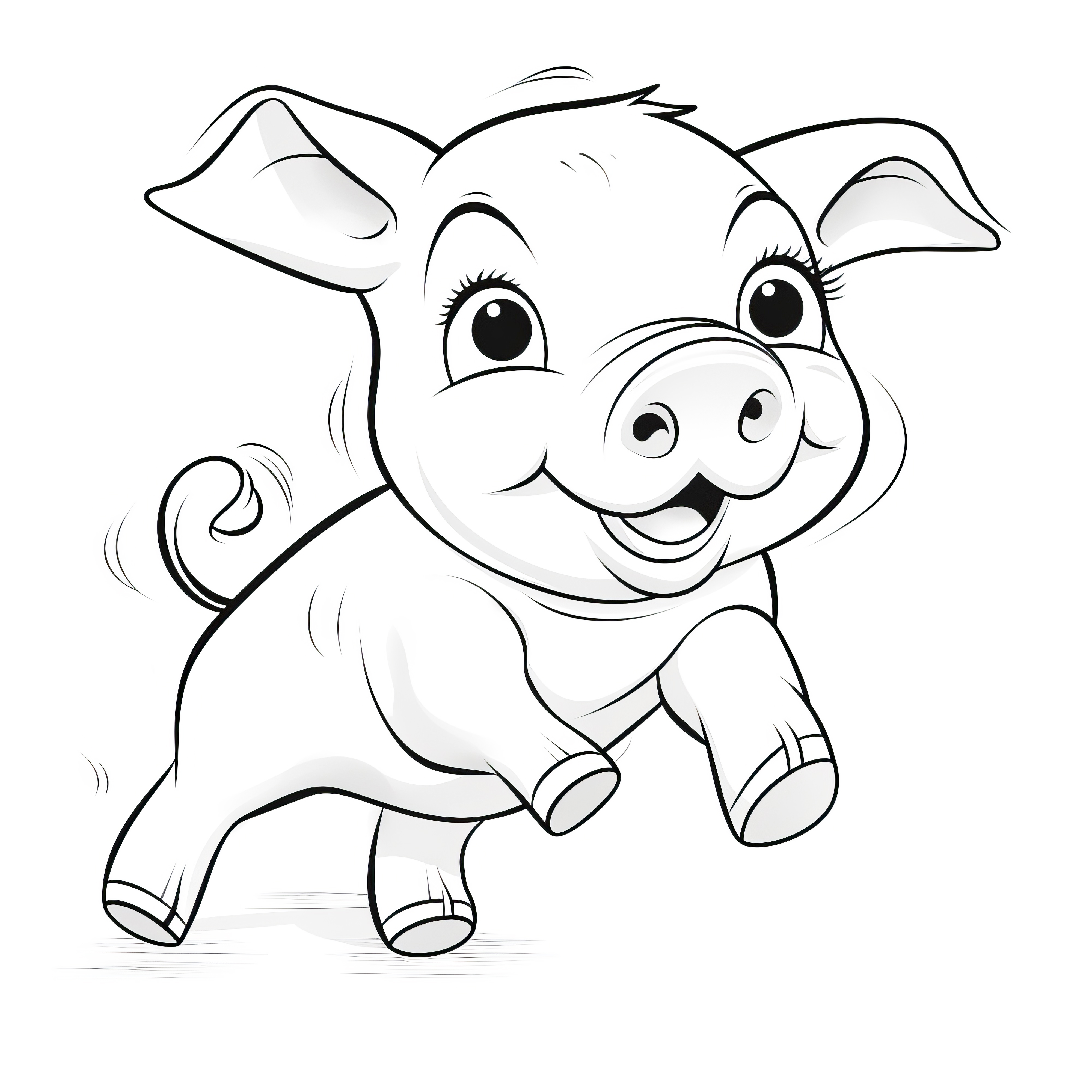 Cochon souriant : Coloriage simple pour enfants (Gratuit)