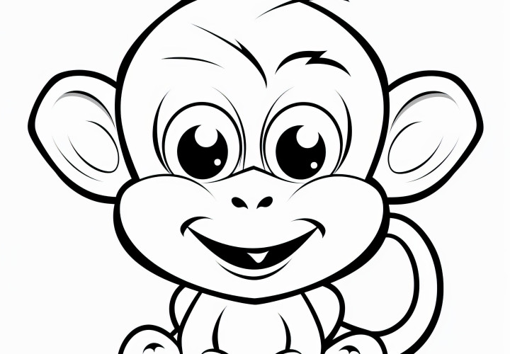 Singe effronté avec une grande tête : image à colorier (Gratuit)