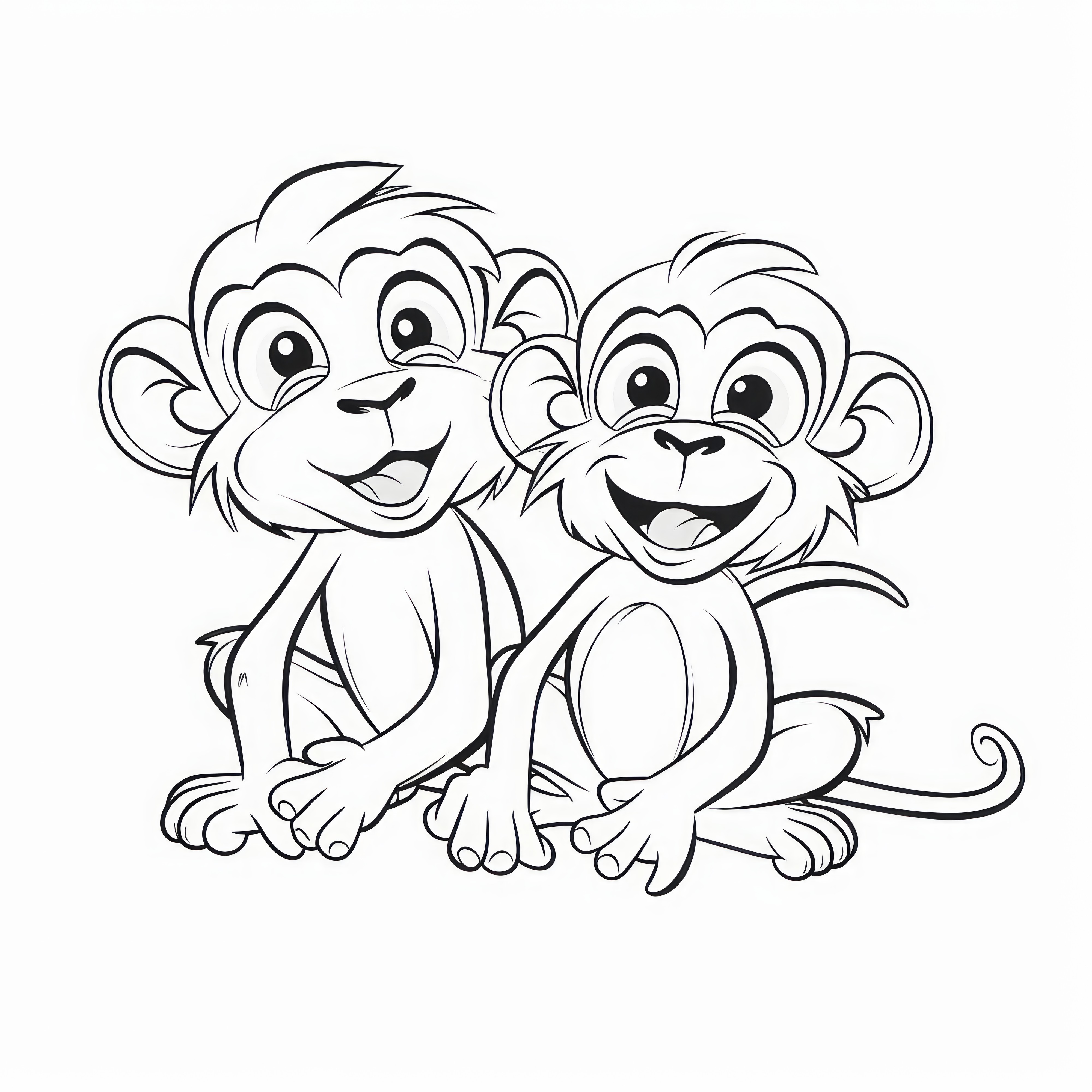 Deux singes drôles : coloriage sans arrière-plan à télécharger (gratuitement)