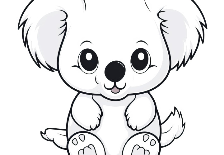 Pequeño y lindo koala: Dibujo para colorear fácil para descargar (Gratis)