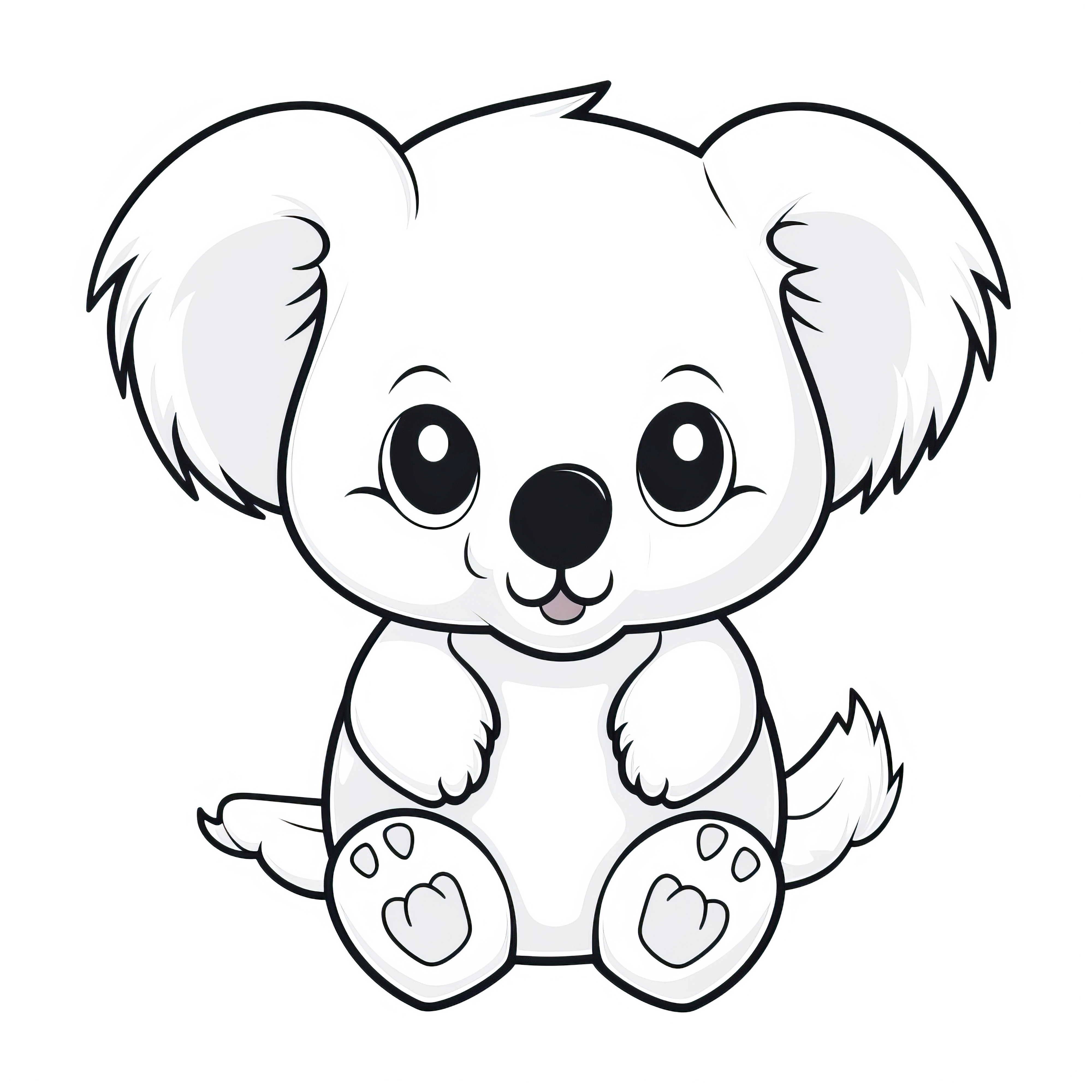 Pequeño y lindo koala: Imagen para colorear simple para descargar (Gratis)