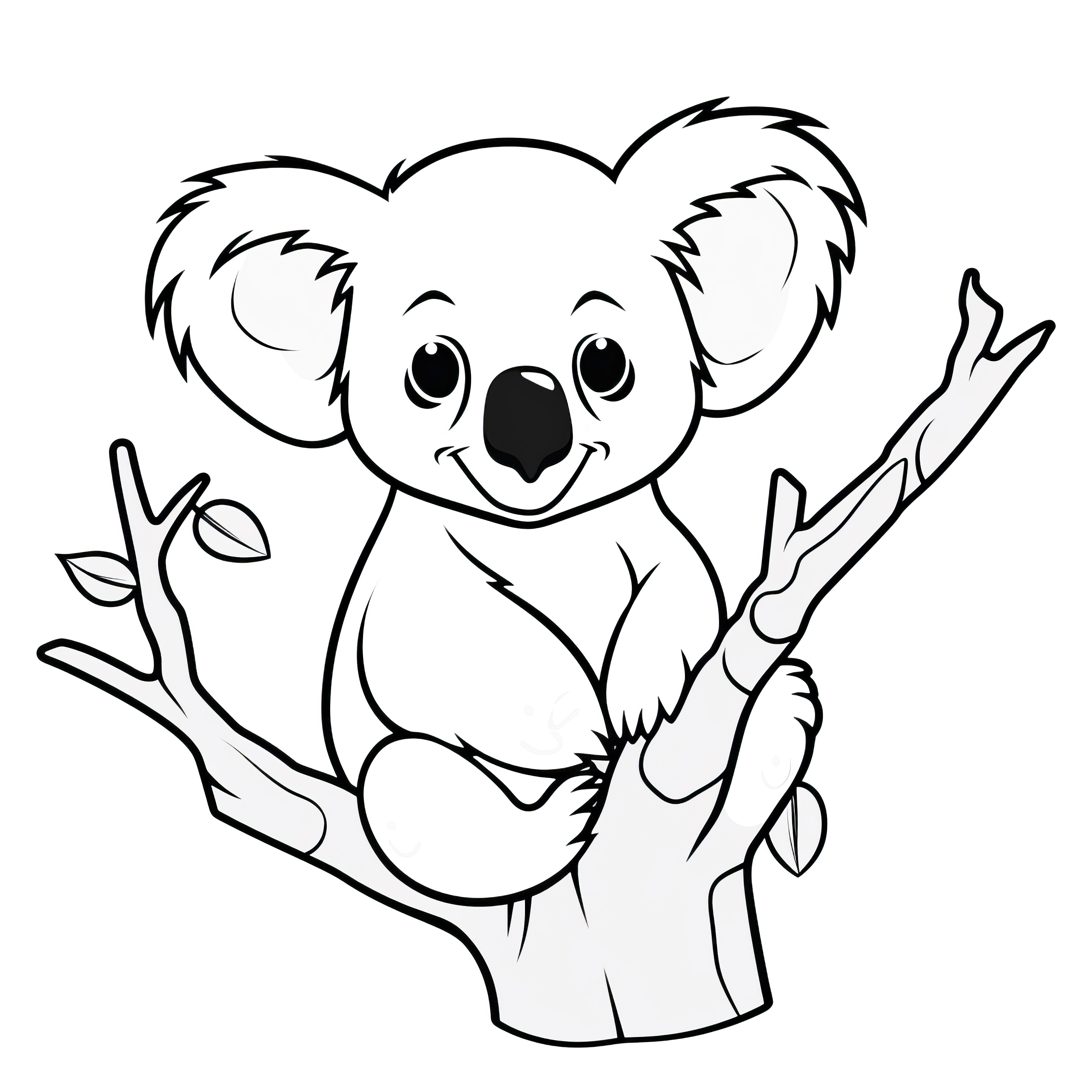 Le koala sur l'arbre : Coloriage simple pour enfants (Gratuit)