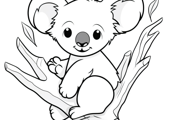 Petit koala mignon : Image à colorier (Gratuit)