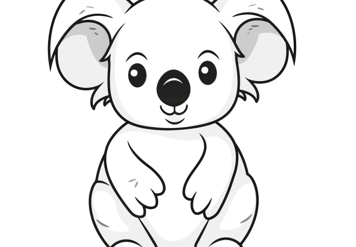 Koala sympathique : Coloriage simple sans arrière-plan (gratuit)