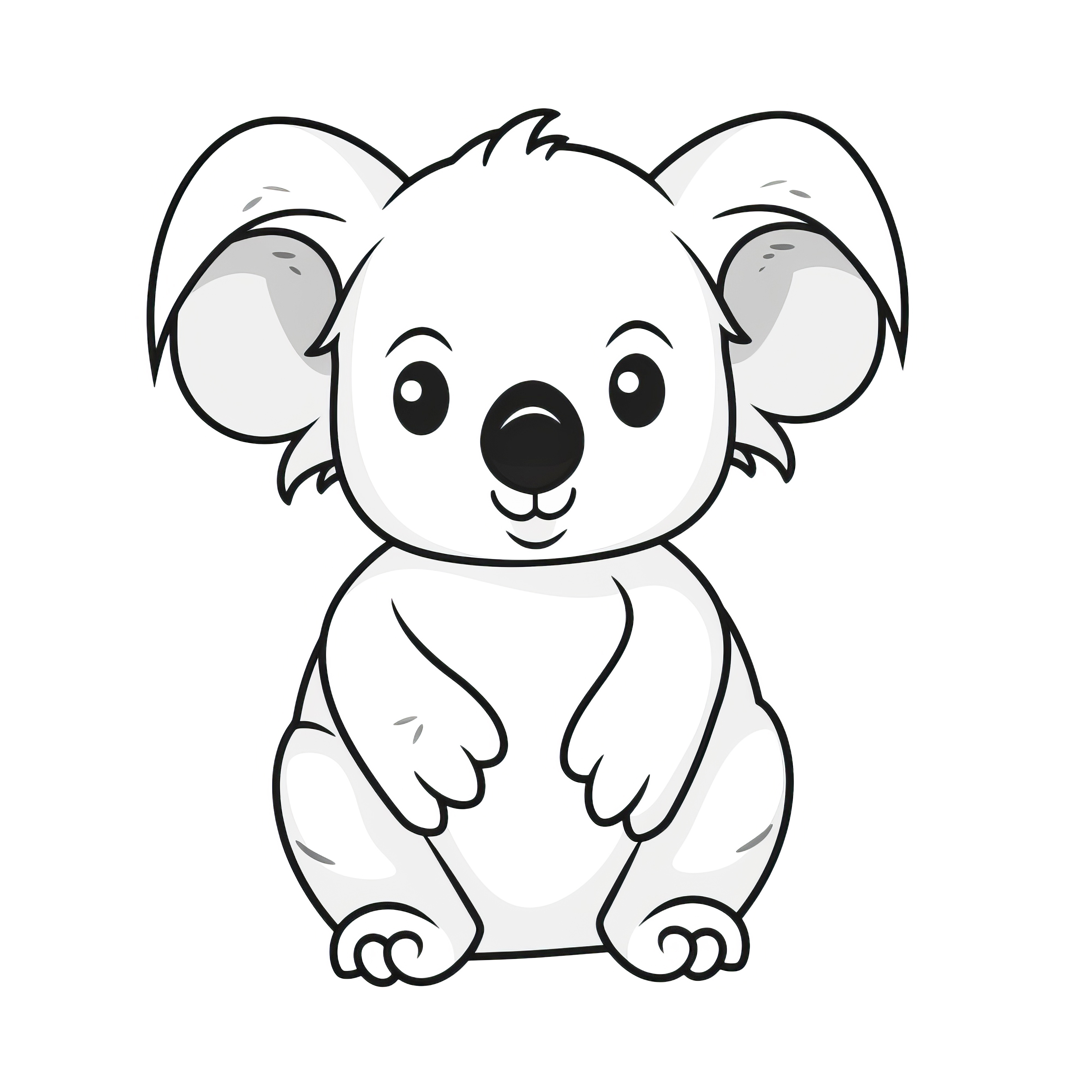 Koala sympathique: Coloriage simple sans arrière-plan (Gratuit)