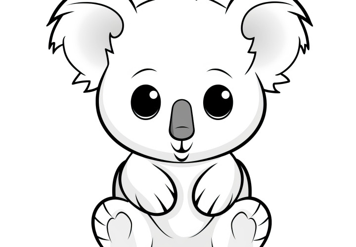 Tierno y dulce koala: Encantadora plantilla para colorear para descargar (gratis)