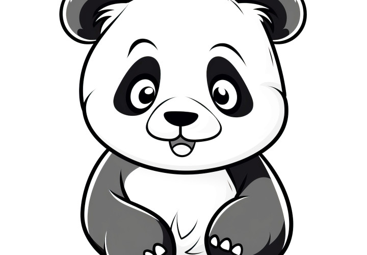 Panda mignon à colorier : image sans arrière-plan à télécharger (Gratuitement)