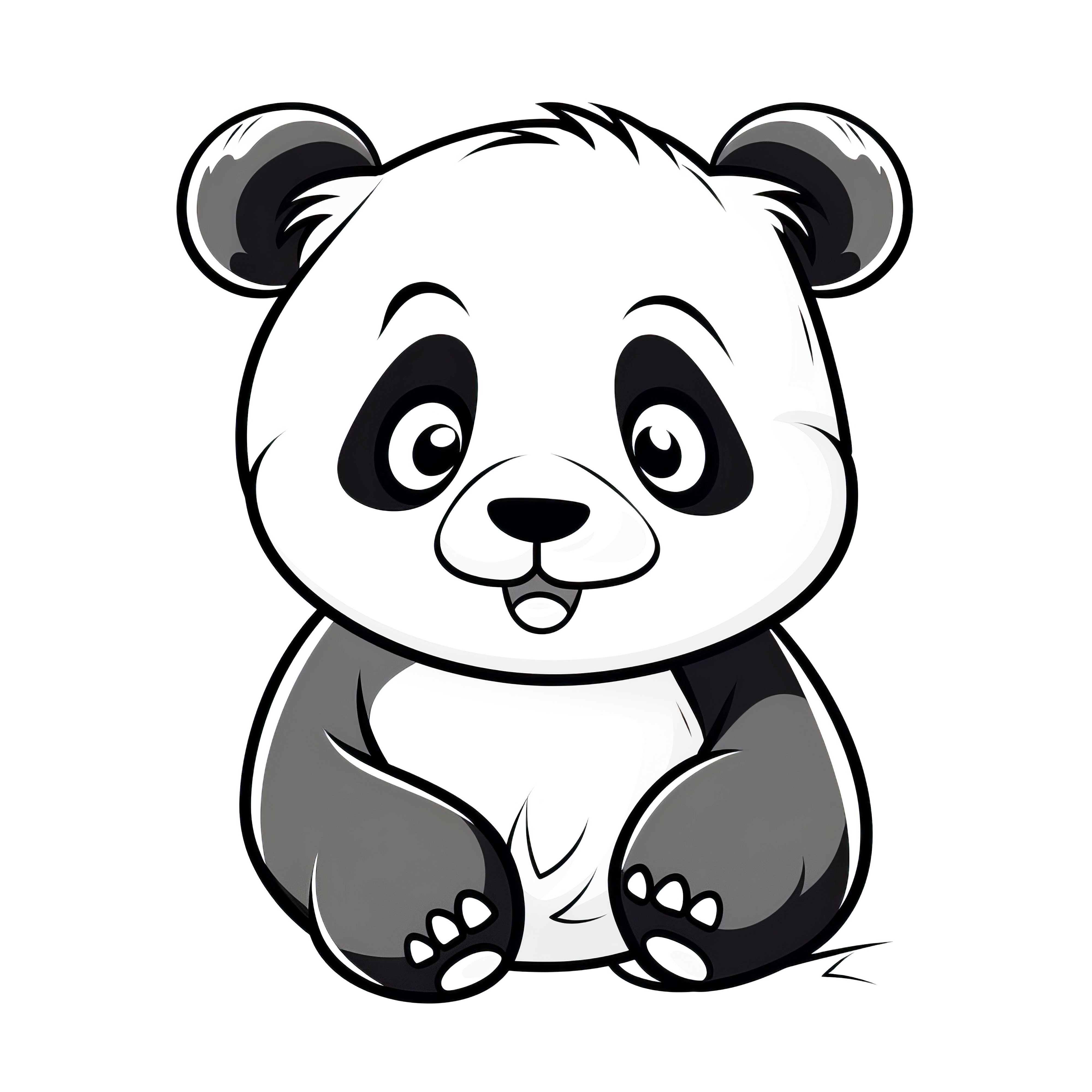 Schattige panda om in te kleuren: afbeelding zonder achtergrond om te downloaden (Gratis)