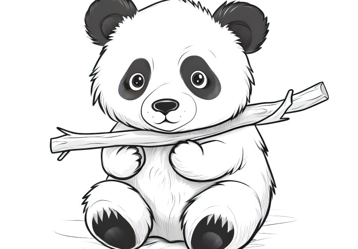 Panda trop mignon aux grands yeux : Coloriage à télécharger gratuitement