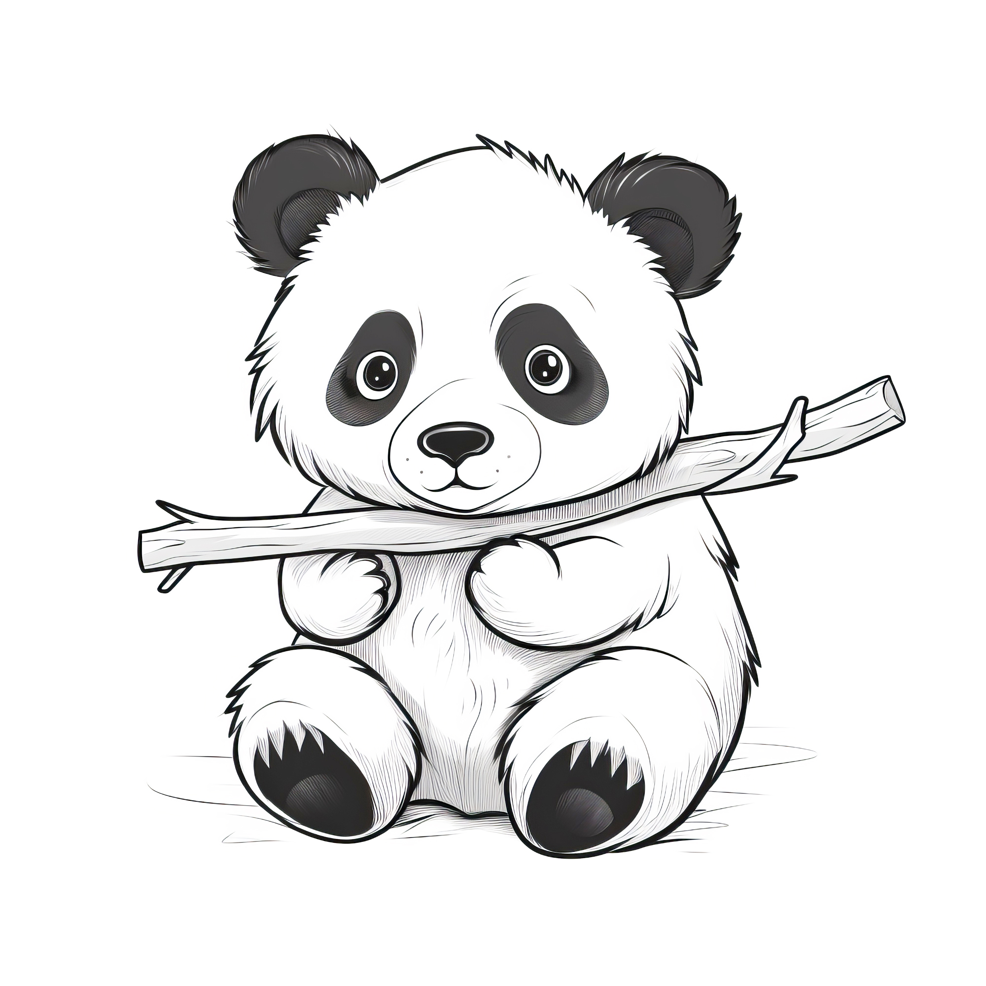 Panda câlin avec de grands yeux : coloriage gratuit à télécharger