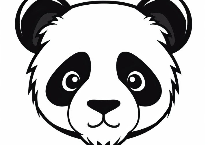 Cabeza de panda peluda: Plantilla para colorear gratuita y sencilla para descargar