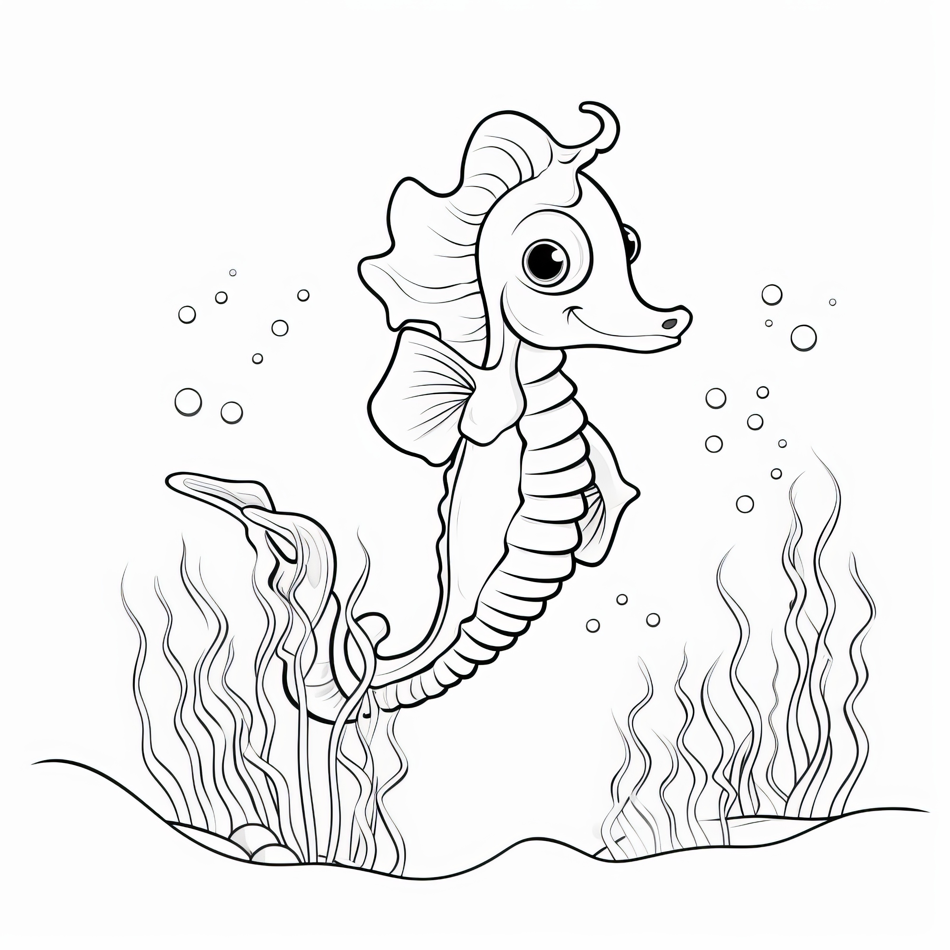 Un gentil petit hippocampe danse dans l'eau : Coloriage gratuit à télécharger