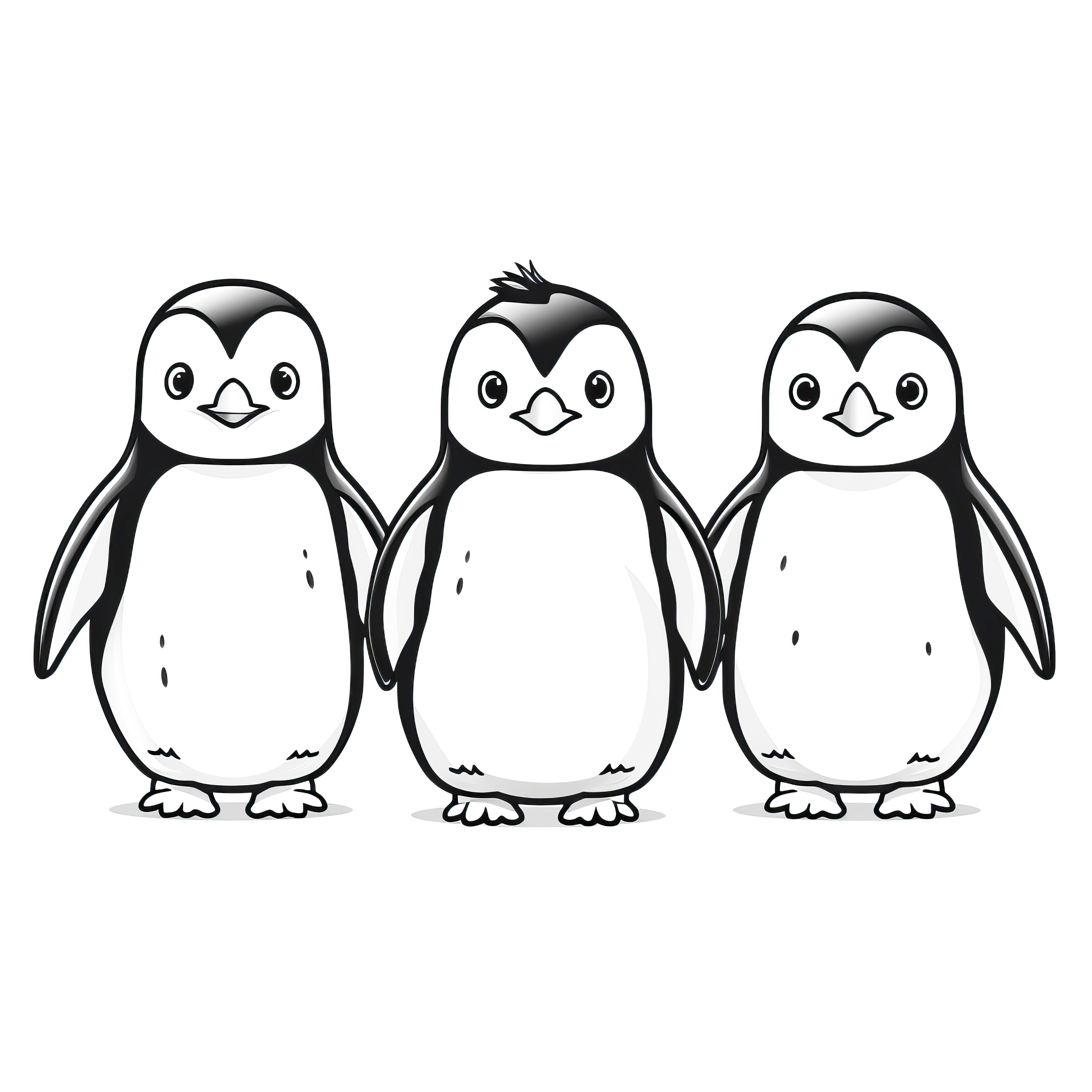 Trois adorables pingouins : coloriage à imprimer (gratuit)