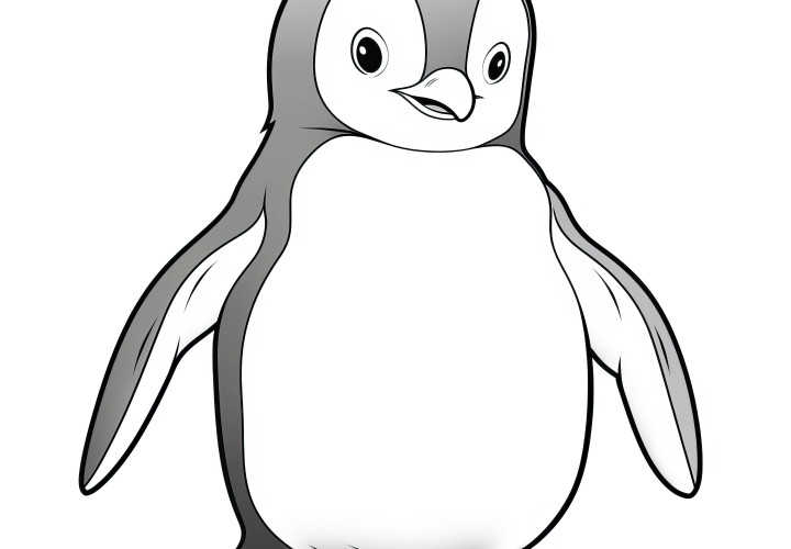 Mignon petit pingouin : Coloriage simple pour les enfants (gratuit)