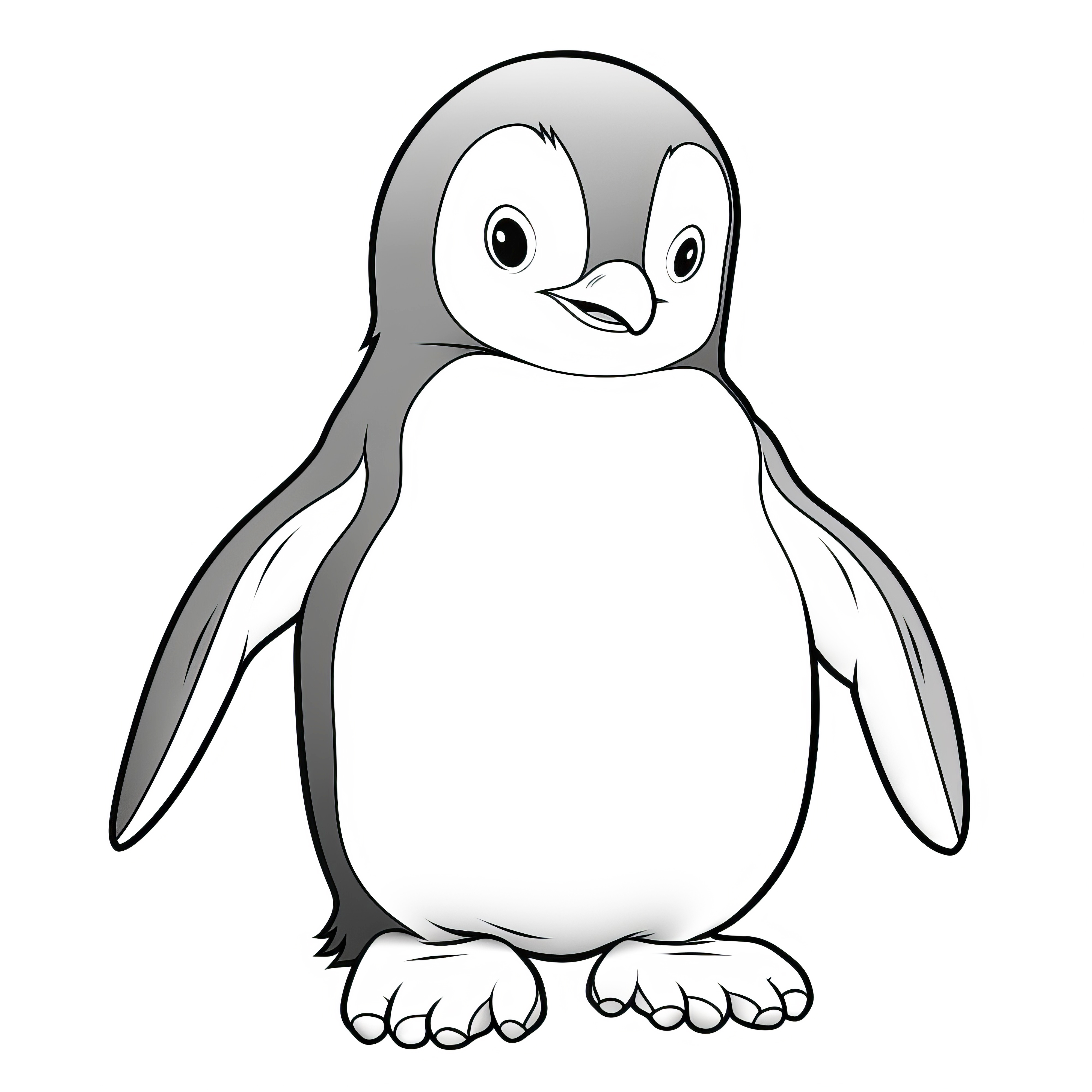 Mignon petit pingouin : Coloriage simple pour enfants (Gratuit)