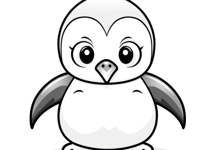 Pingouin moelleux : Modèle de coloriage simple pour enfants (Gratuit)