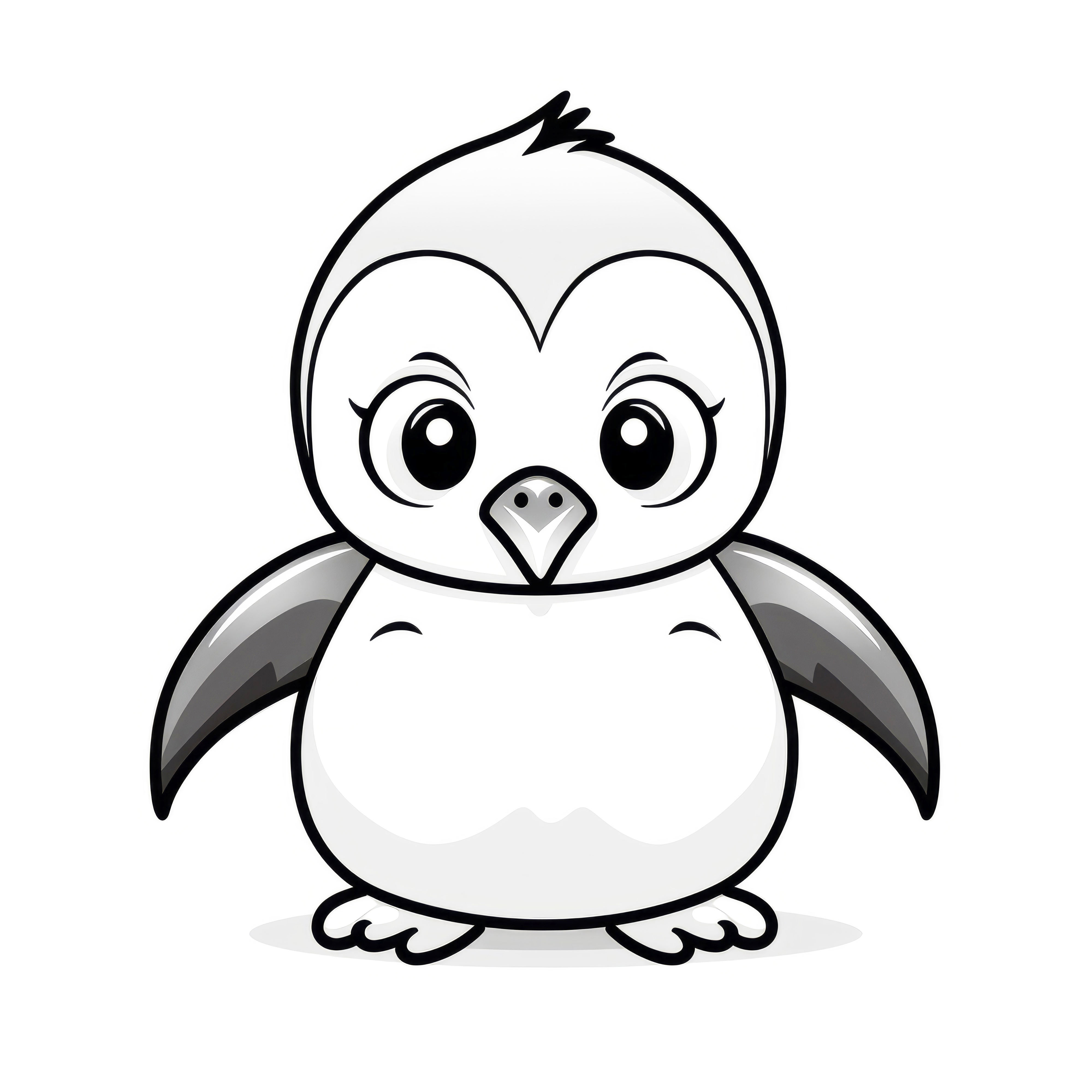 Pingouin duveteux : Modèle de coloriage simple pour enfants (Gratuit)