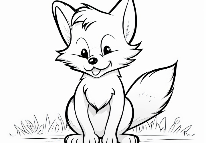 Renard heureux : Coloriage mignon pour enfants (Gratuit)