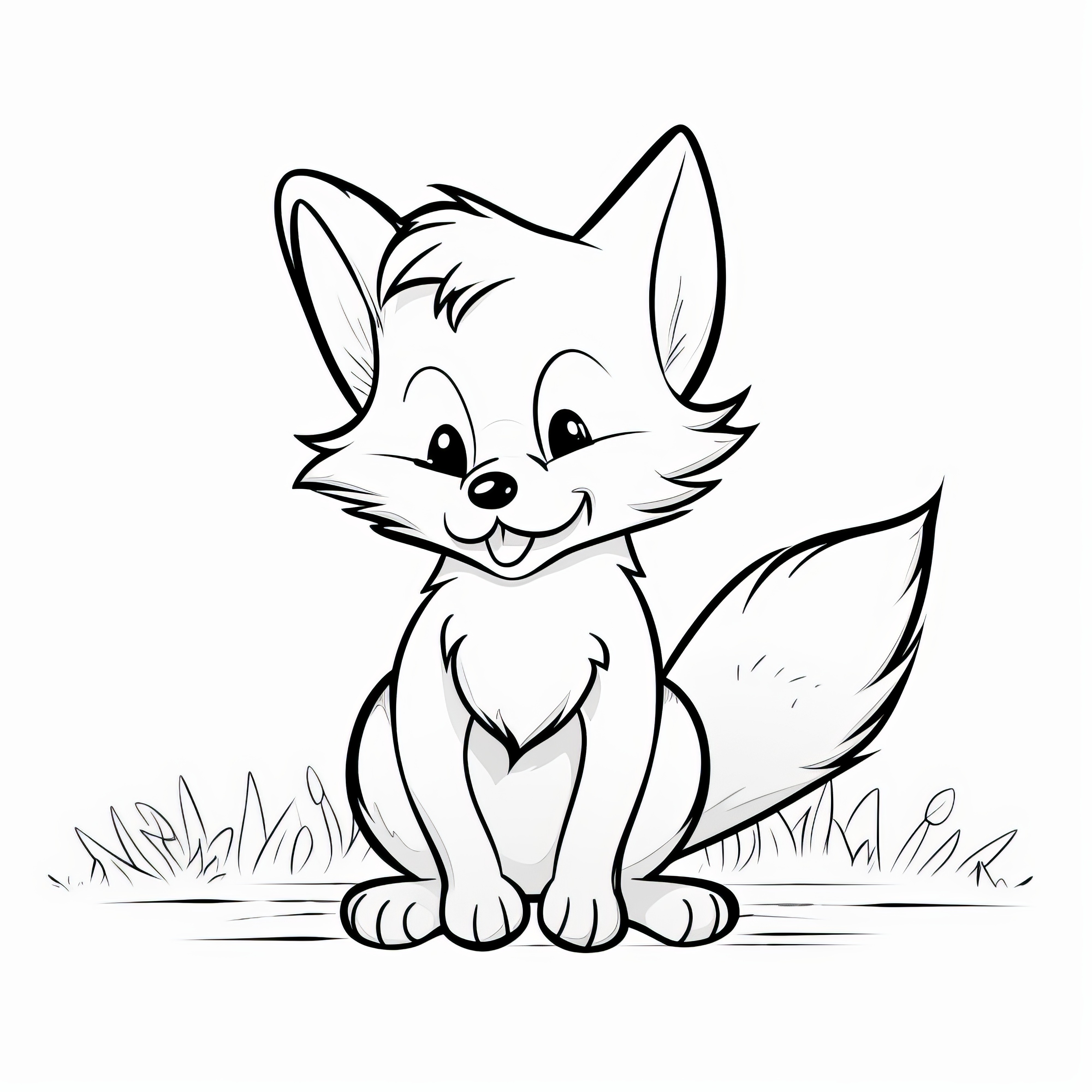 Renard joyeux : coloriage mignon pour enfants (Gratuit)