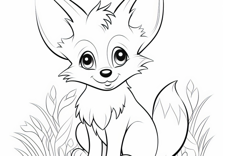 Renard sympathique : Coloriage simple à télécharger (gratuit)