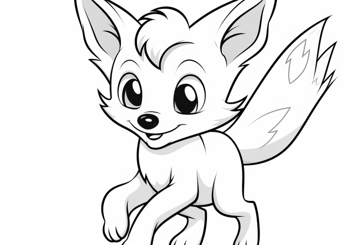 Petit renard sautillant : coloriage à télécharger gratuitement