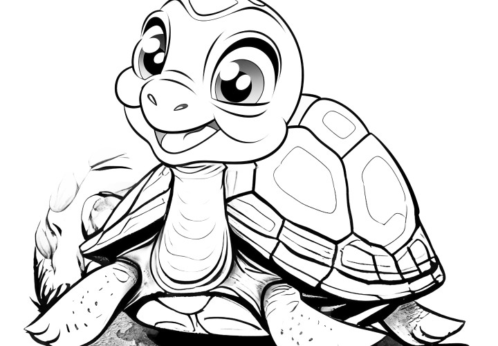 Coloriage de tortue souriante pour enfants - Téléchargement gratuit