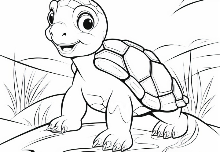 Petite tortue terrestre à colorier - gratuit