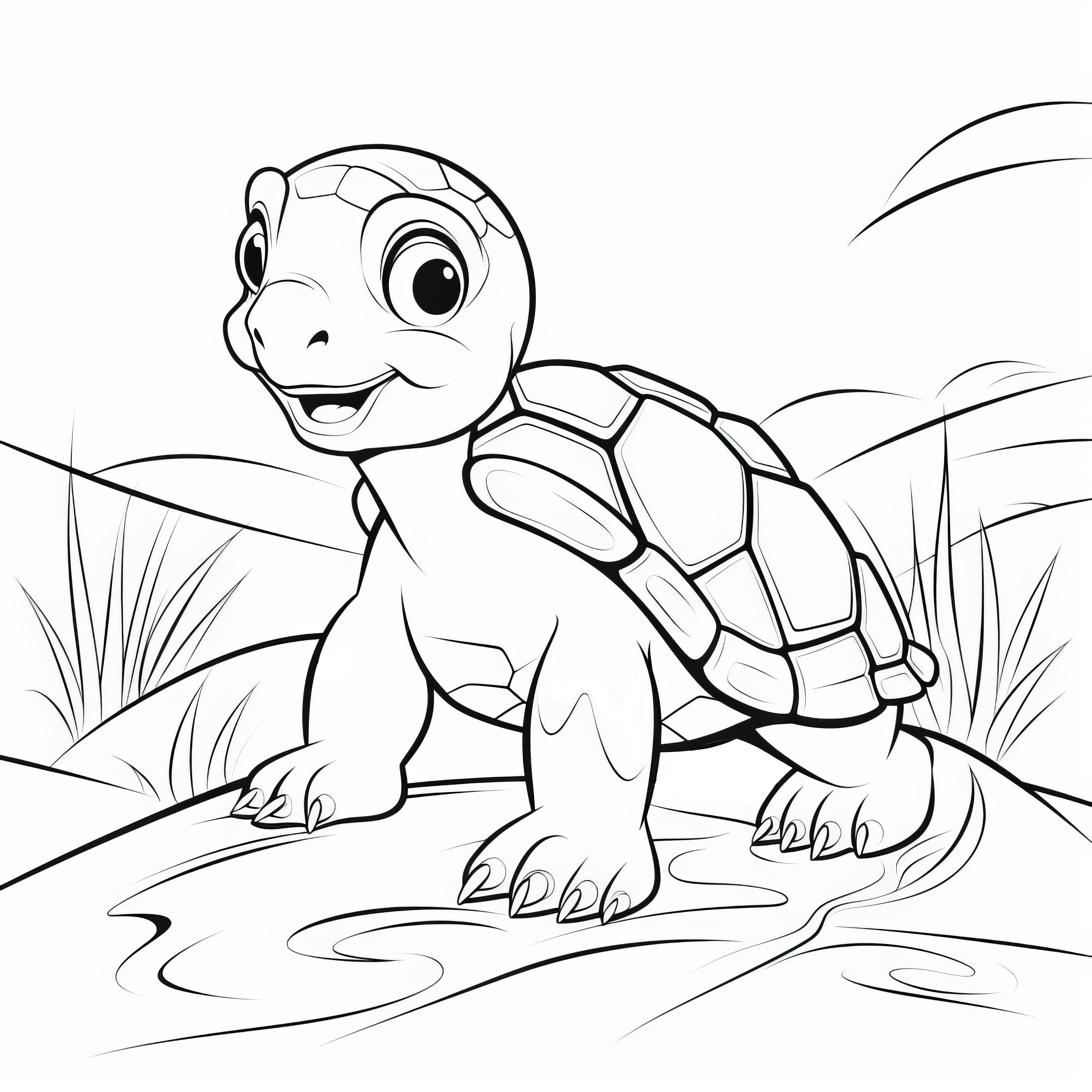 Petite tortue terrestre en tant que dessin à colorier - gratuit