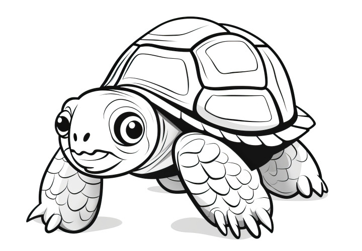 Coloriage de tortue simple pour enfants - Téléchargement gratuit