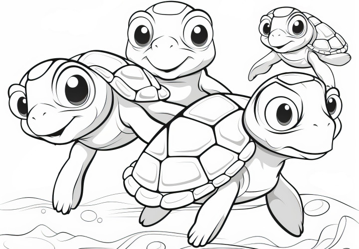 Téléchargez gratuitement une image à colorier de tortues aquatiques