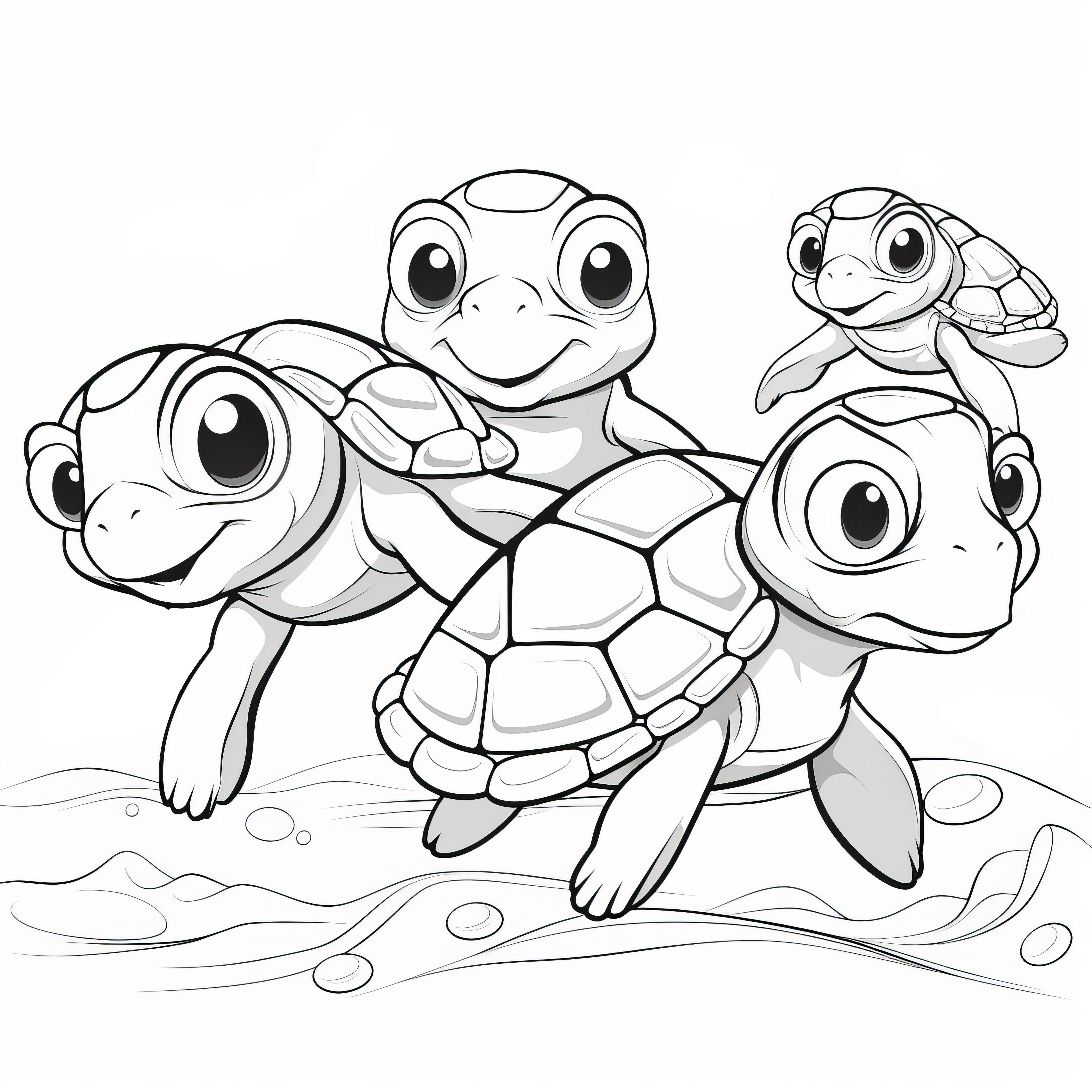 Coloriage de tortues aquatiques