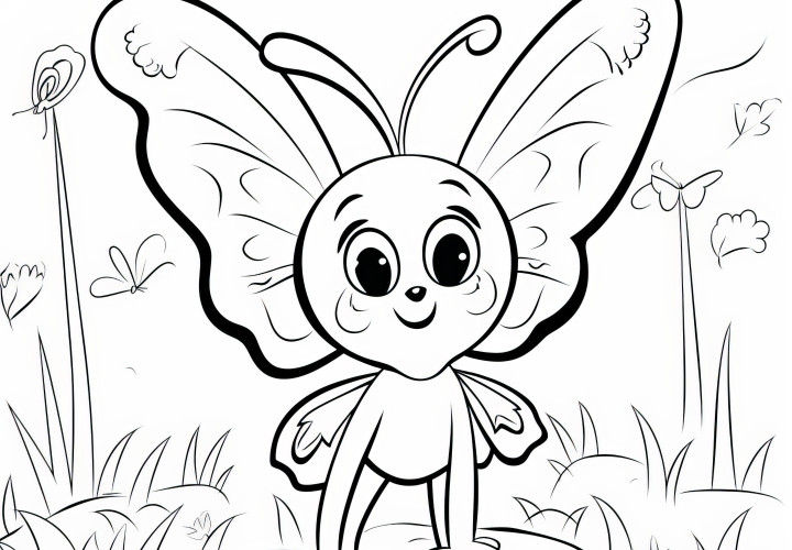 Petit papillon amusant comme modèle à colorier (Gratuit à télécharger)