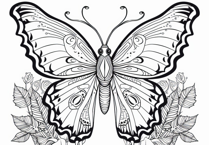 Mariposa delicada y compleja: dibujo para colorear para descargar (Gratis)