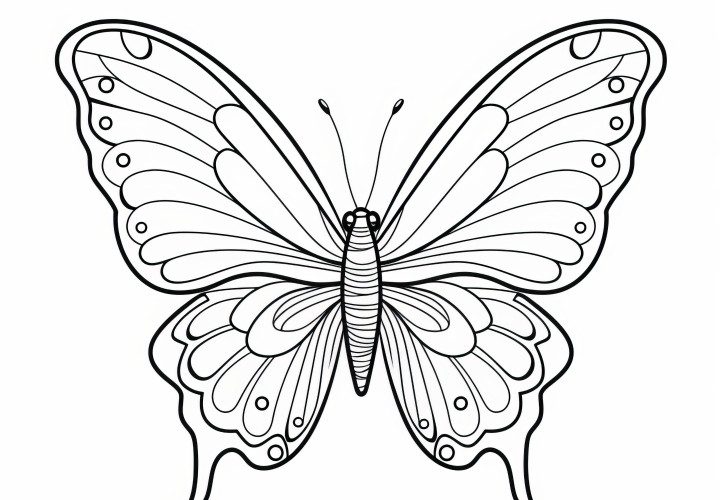 Papillon magnifique : modèle de coloriage simple pour enfants (Gratuit)