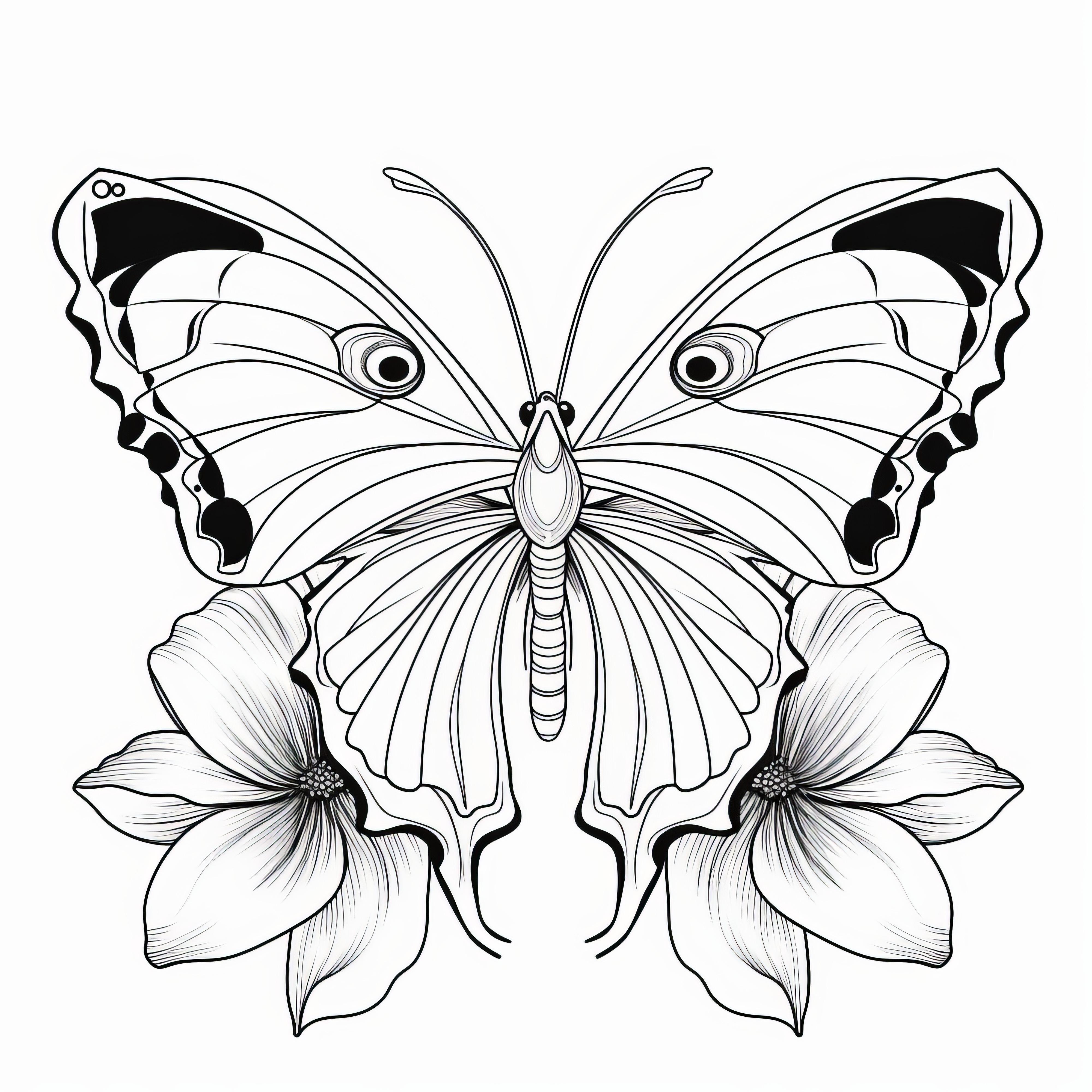 Magnifique papillon avec de magnifiques fleurs : Coloriage à télécharger (Gratuit)