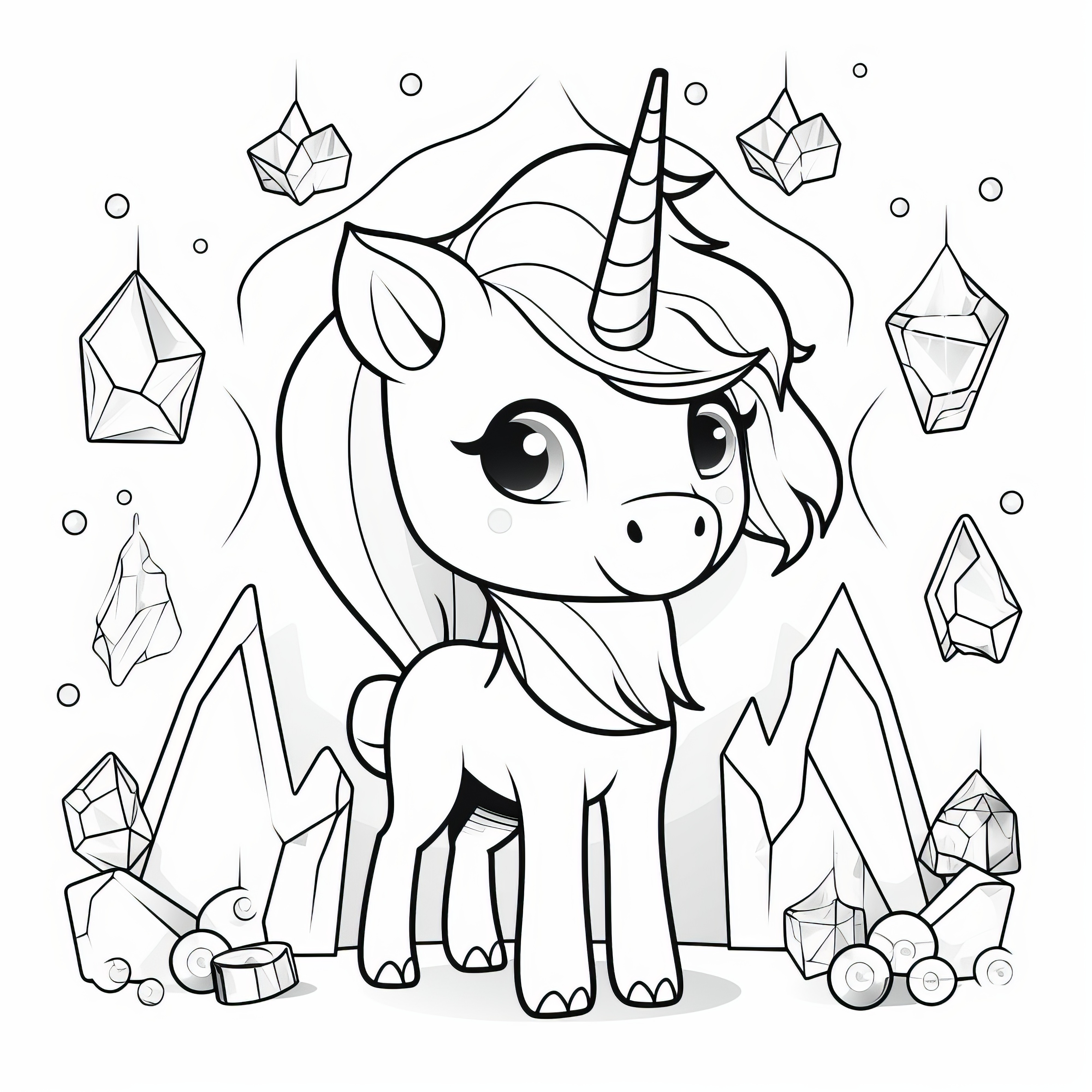 Licorne avec diamants: Image à colorier gratuite à télécharger