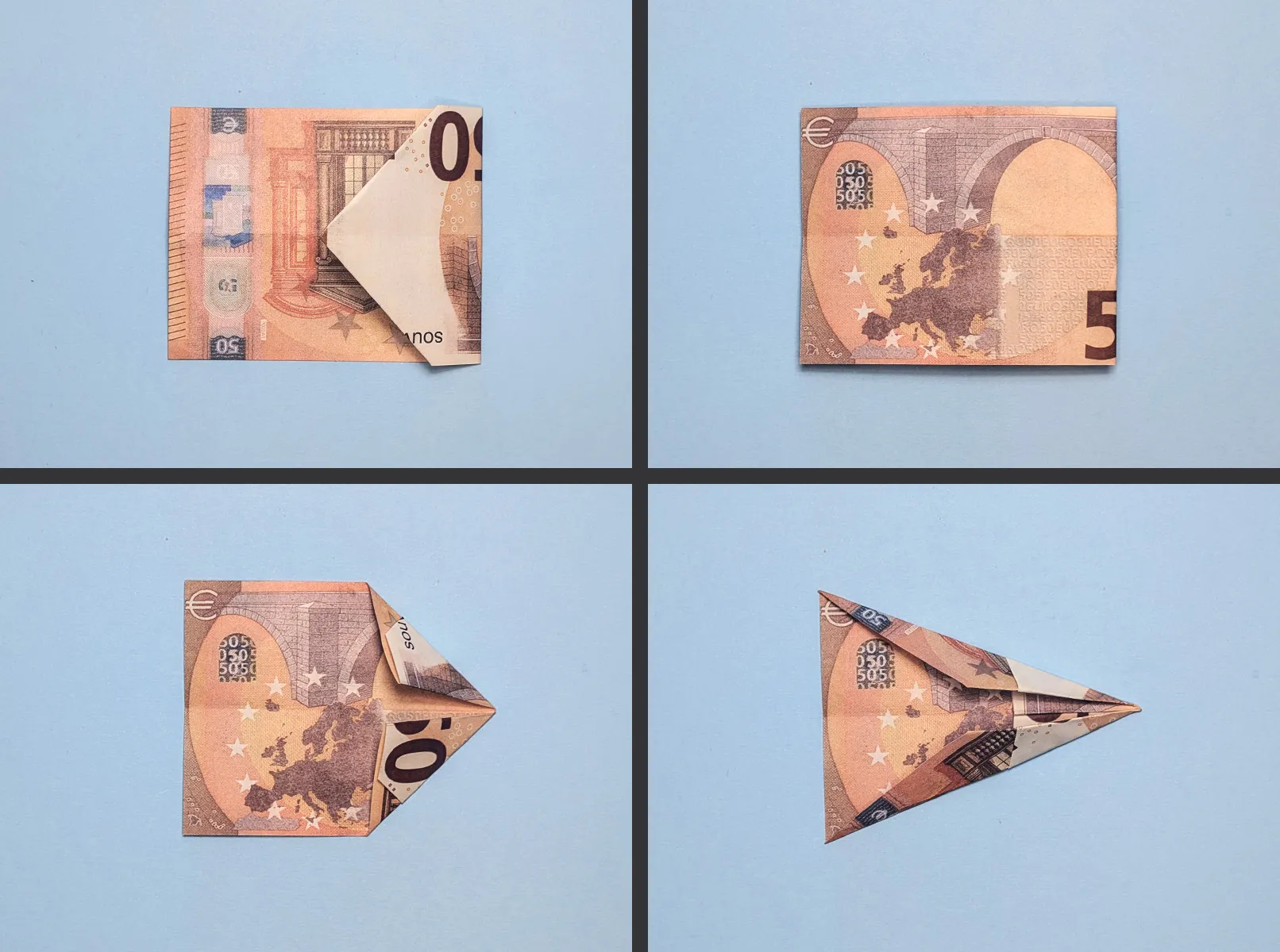 Doblar una estrella con un billete: Instrucciones paso a paso con fotos. Imagen 2