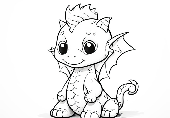 Mignon bébé dragon : coloriage à télécharger (gratuit)