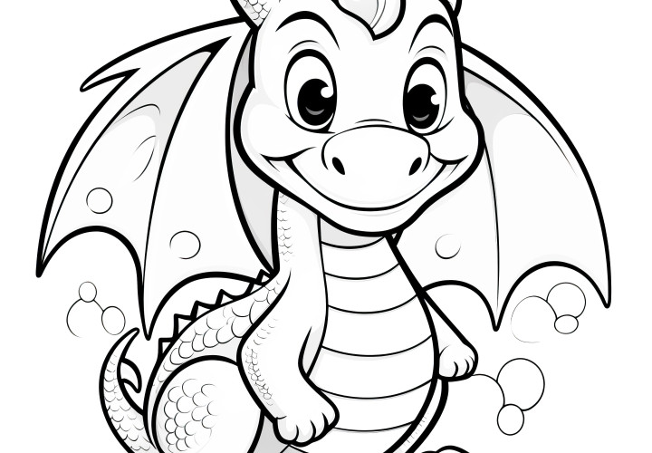 Dragon amical : Image simple à colorier (gratuit)