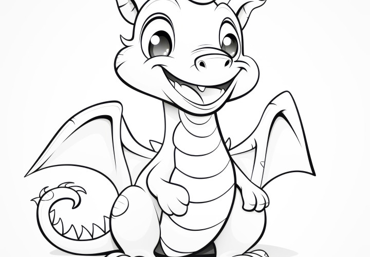 Dragon joyeux : coloriage à télécharger (Gratuit)