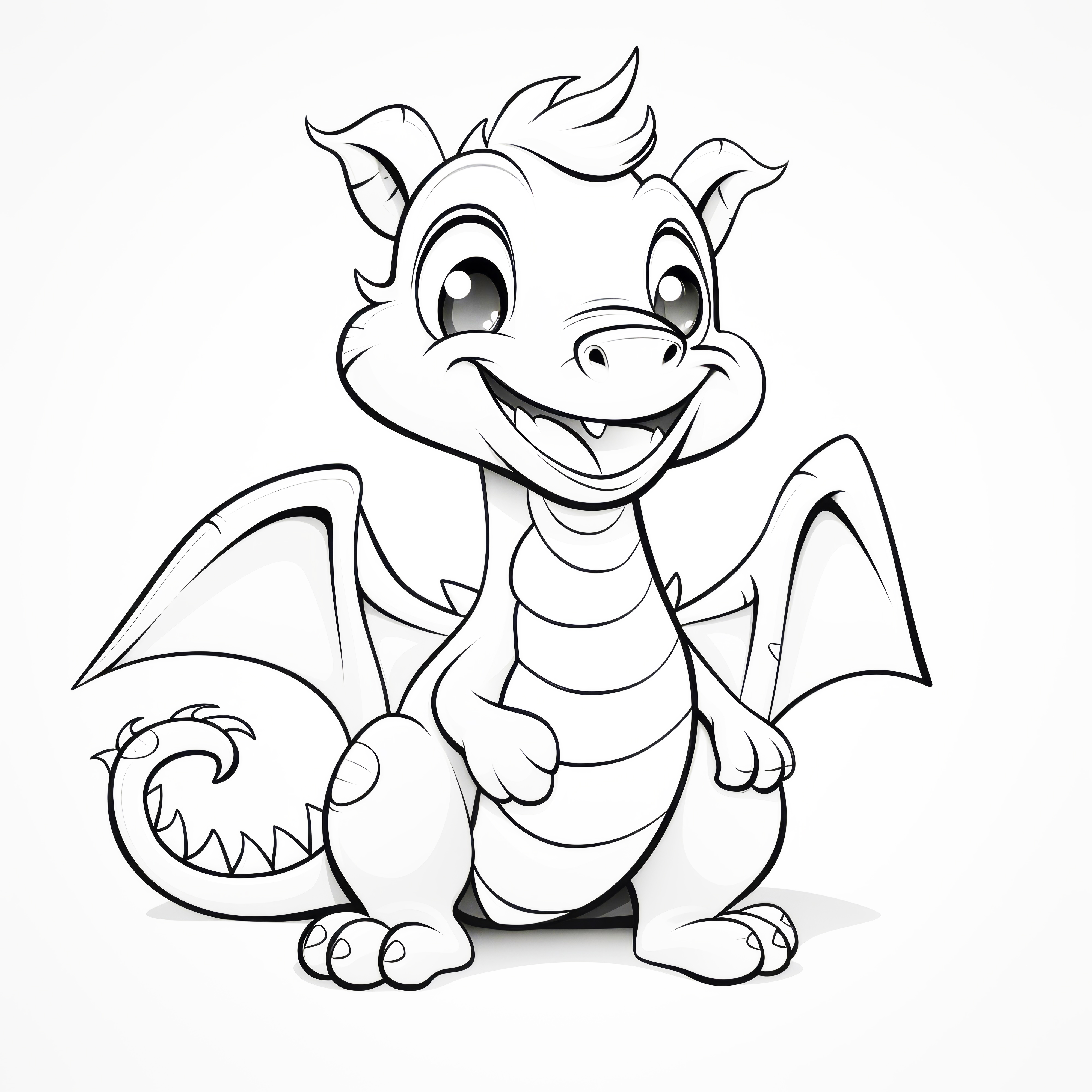 Dragão feliz: Desenho para colorir para descarregar (gratuito)