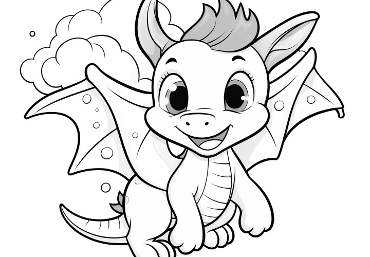 Dragon riant : Coloriage à télécharger (Gratuit)