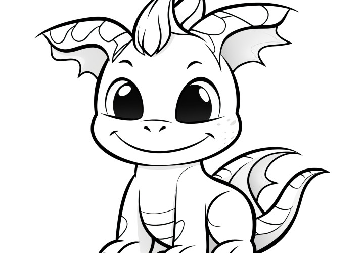 Dragon mignon : Coloriage pour enfants à télécharger (gratuitement)