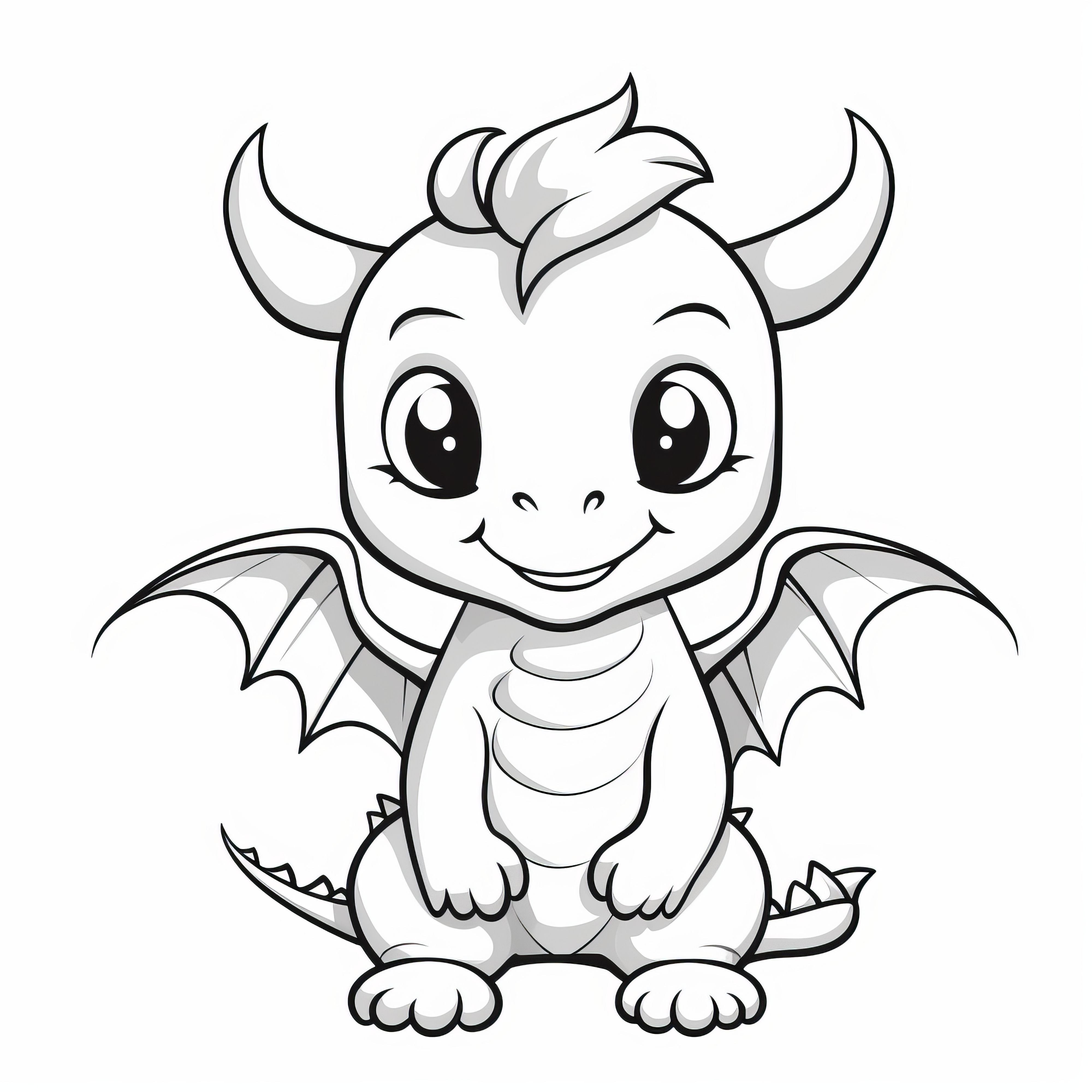 Doux dragon : Dessin à colorier simple pour les enfants (Gratuit)