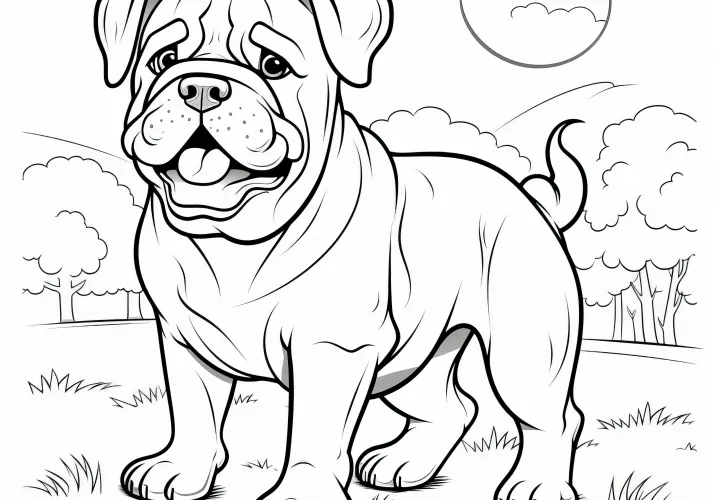 Bulldog francés juguetón en un paisaje idílico: Descarga gratis la imagen para colorear