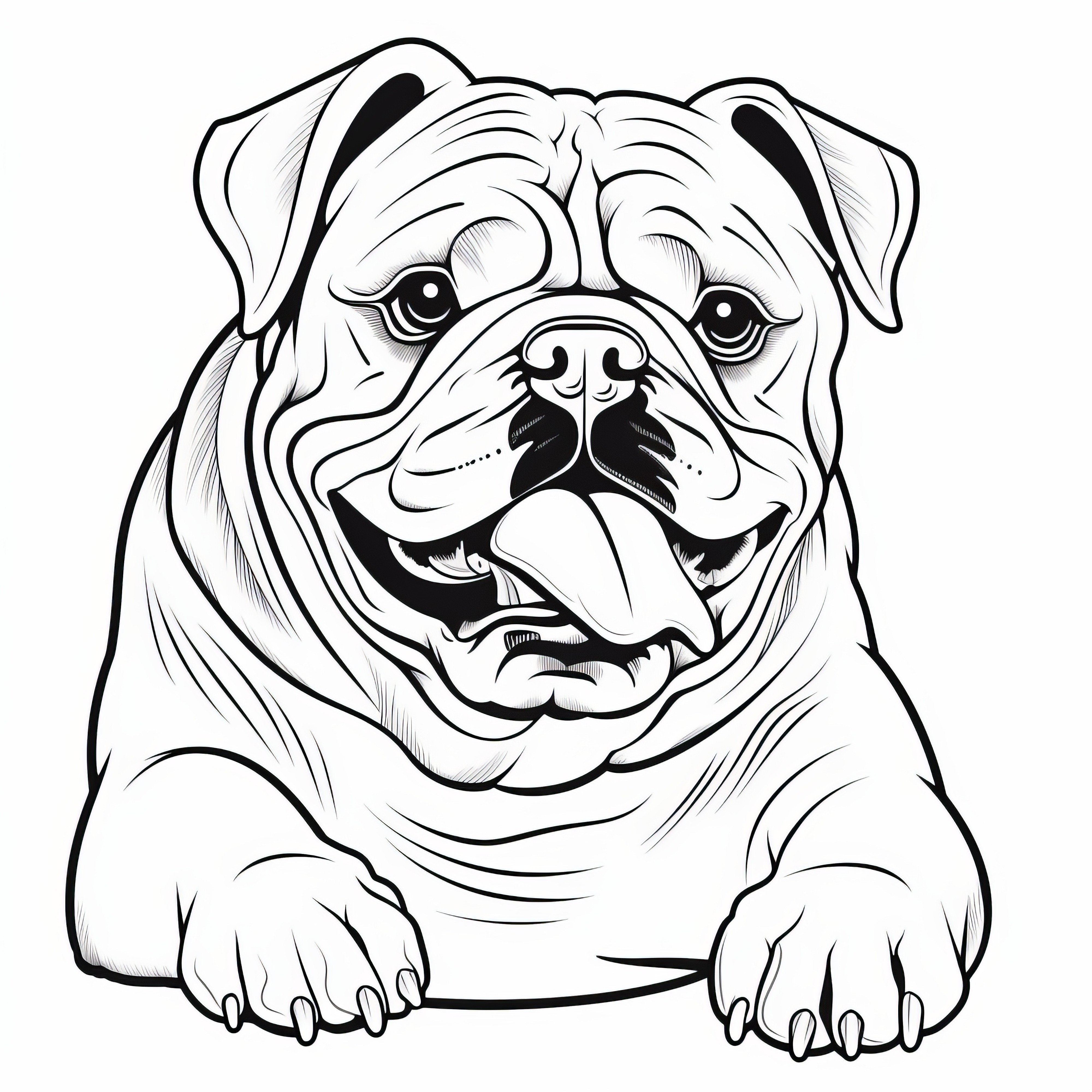 Bulldog fuerte: Página para colorear gratis para niños para descargar