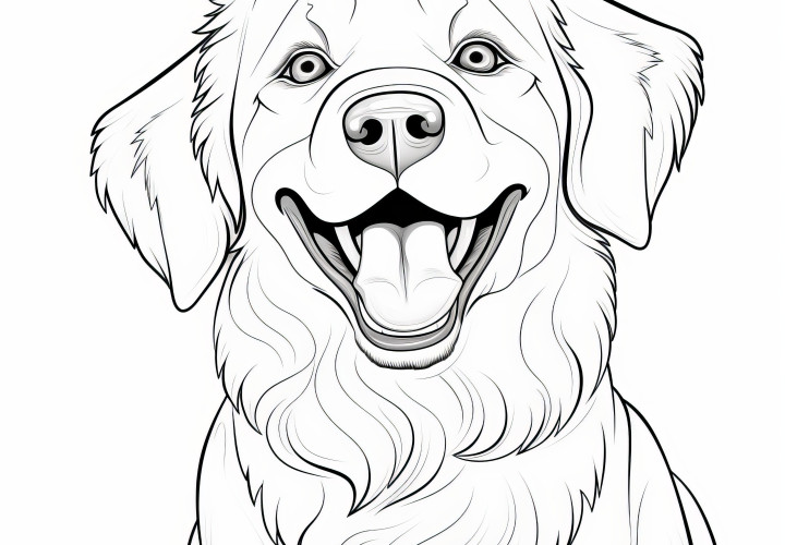 Golden Retriever feliz: Plantilla para colorear gratis para descargar