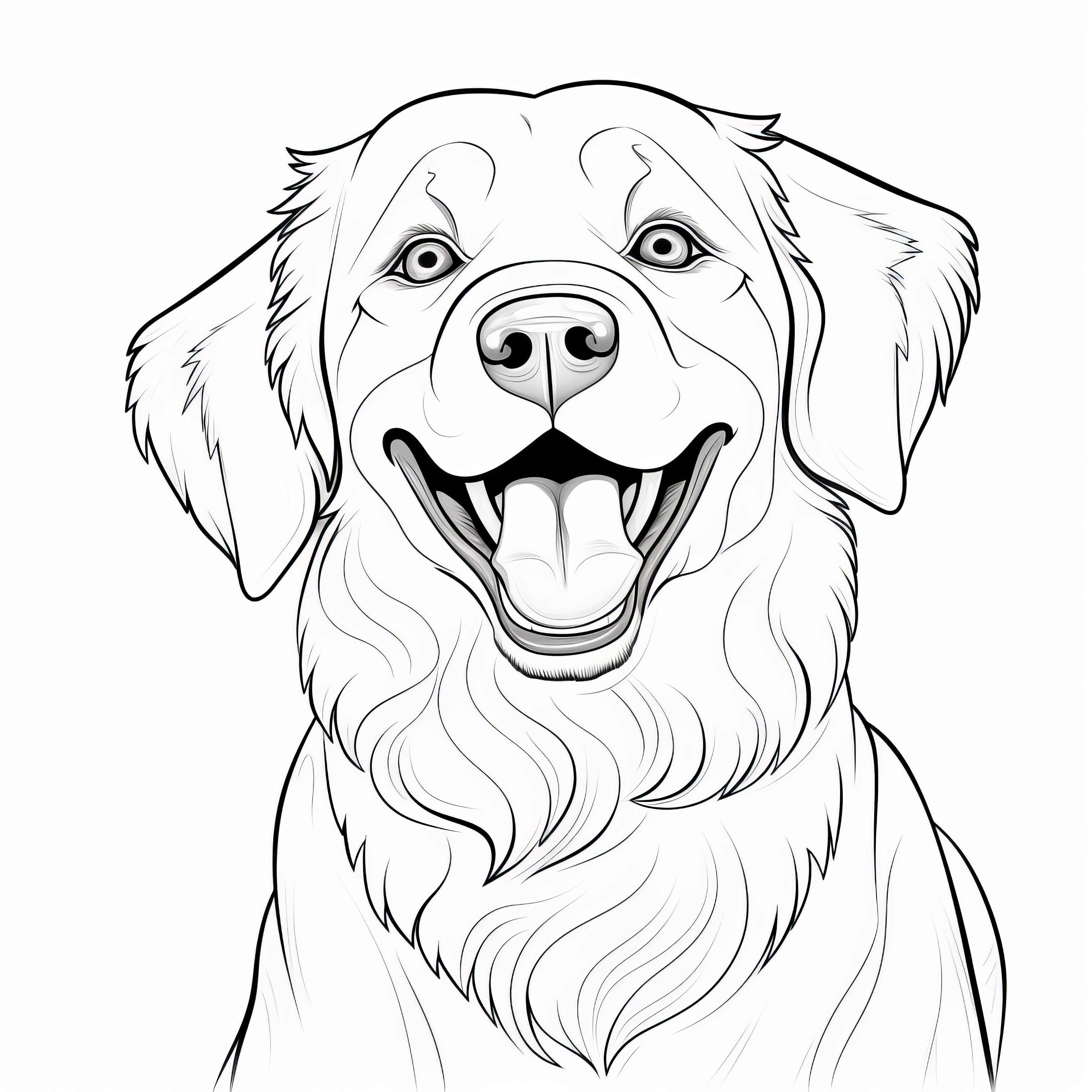 Golden Retriever alegre: dibujo para colorear gratis para descargar