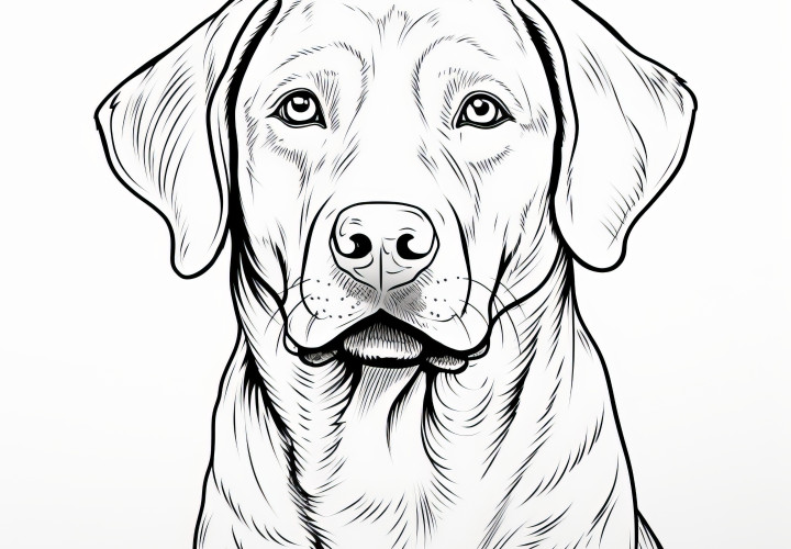 Labrador dulce: ¡Dibujo para colorear de perro gratis para descargar